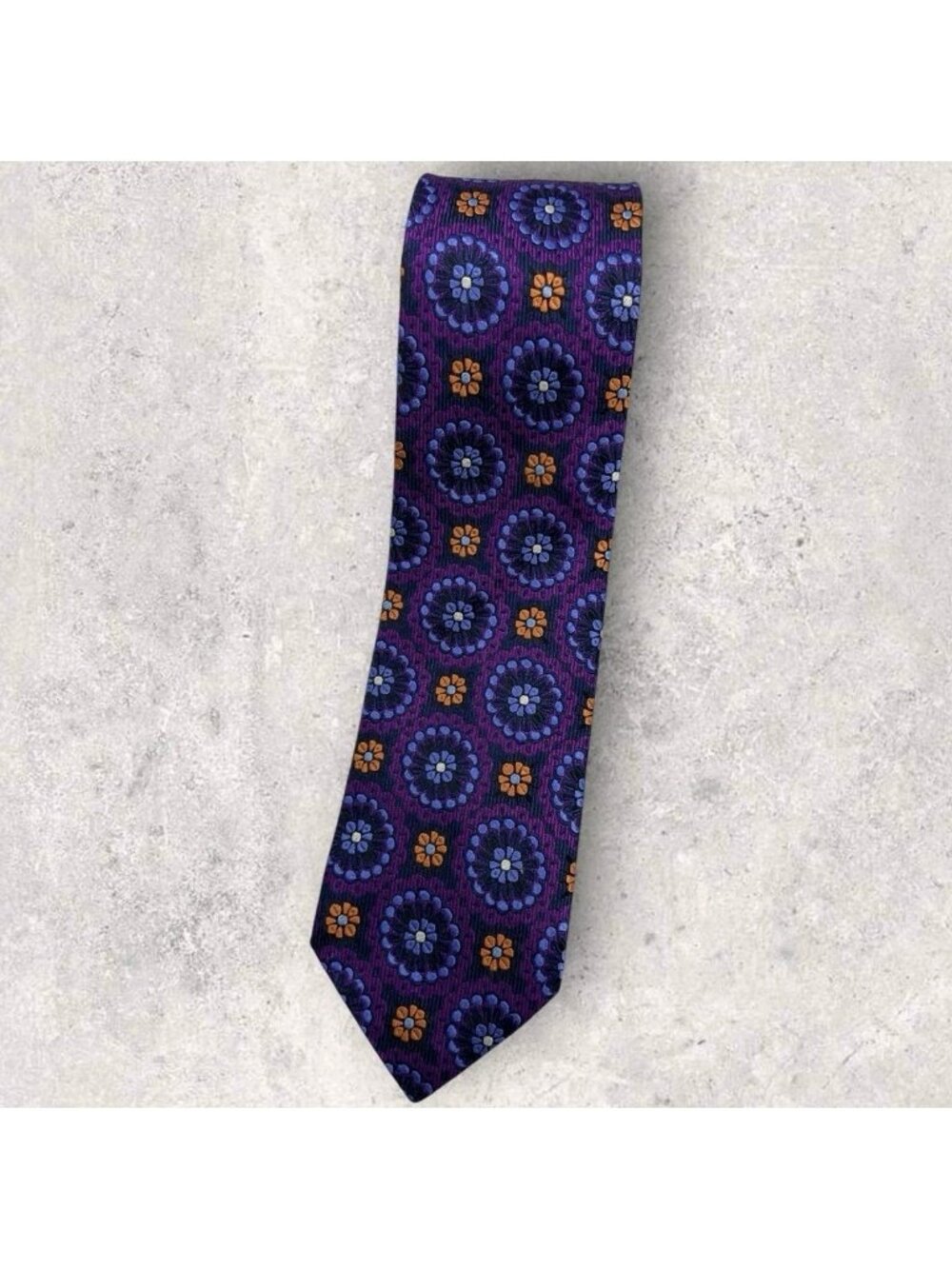 PRINCIPE Silk Tie ITALY Purple Blue Orange Floral W:3.2" EUC